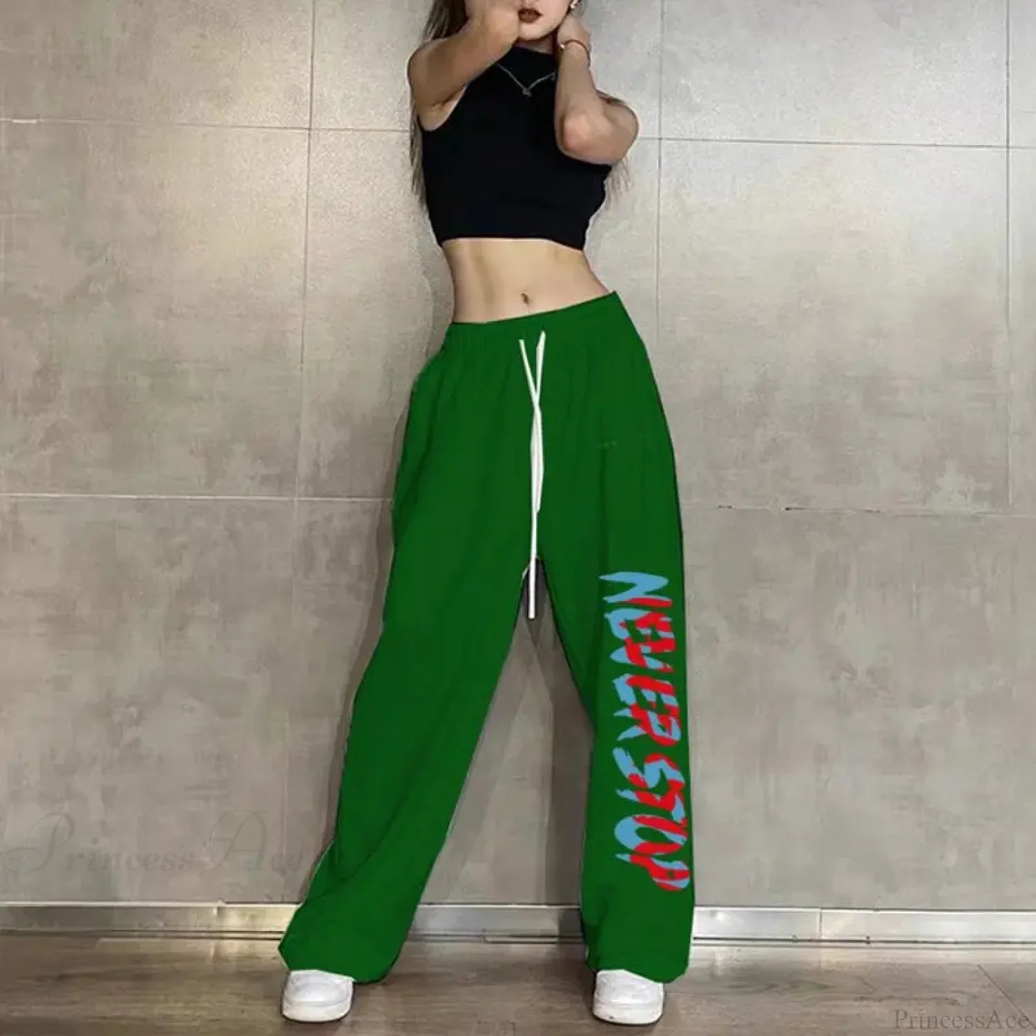 Elastic Waist Casual Jogging Pants 1 Dark Green / S (40-50KG)