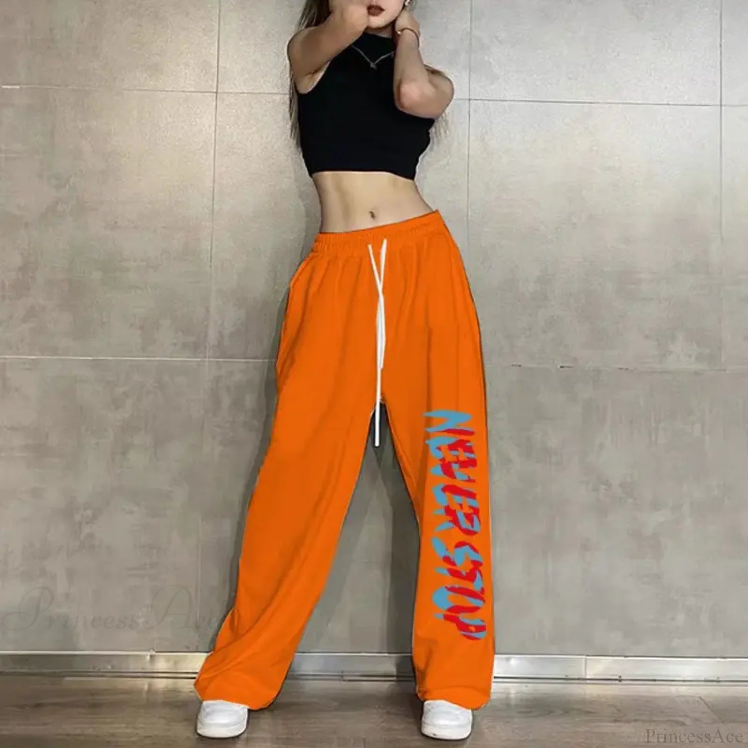 Elastic Waist Casual Jogging Pants 1 Orange / S (40-50KG)
