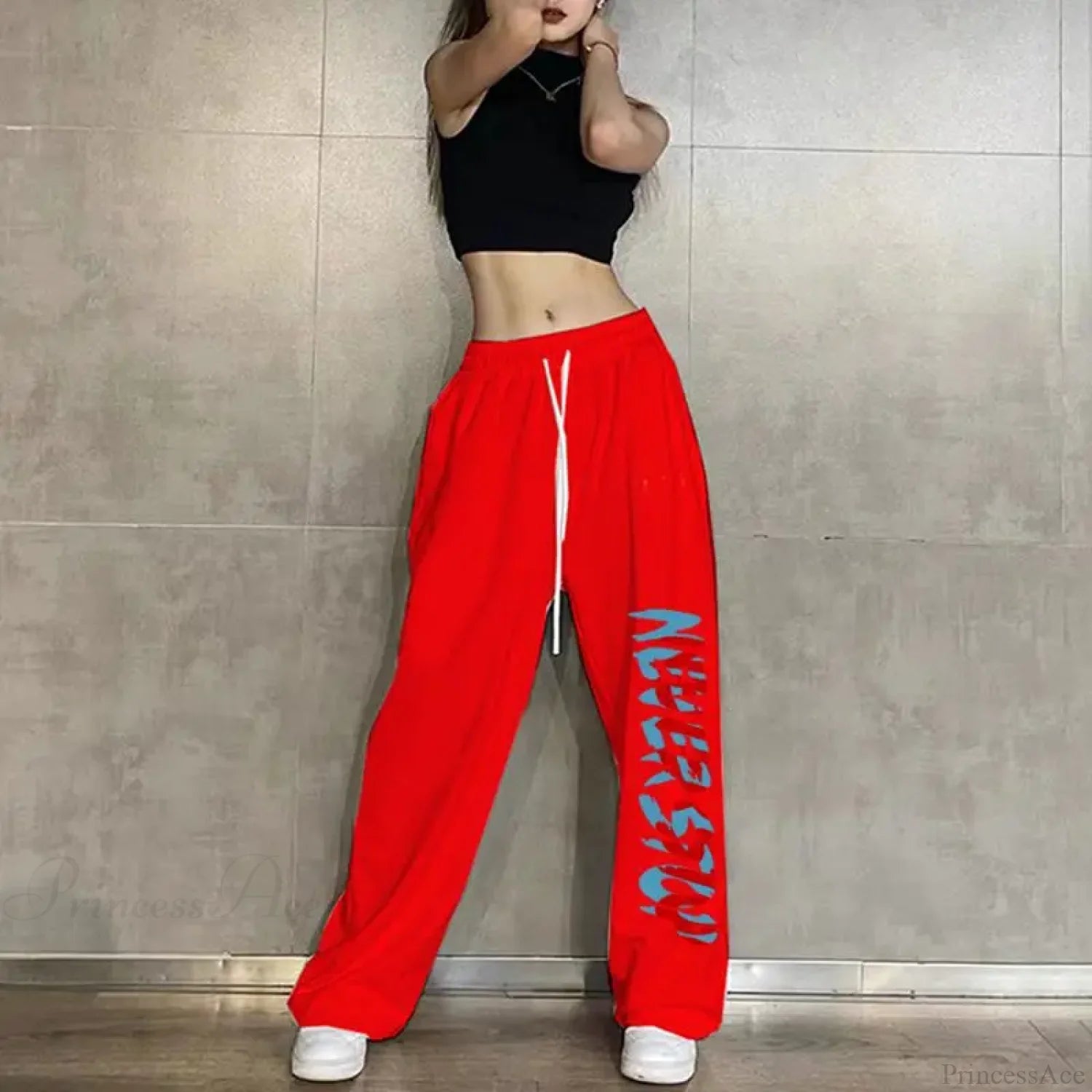 Elastic Waist Casual Jogging Pants 1 Red / S (40-50KG)