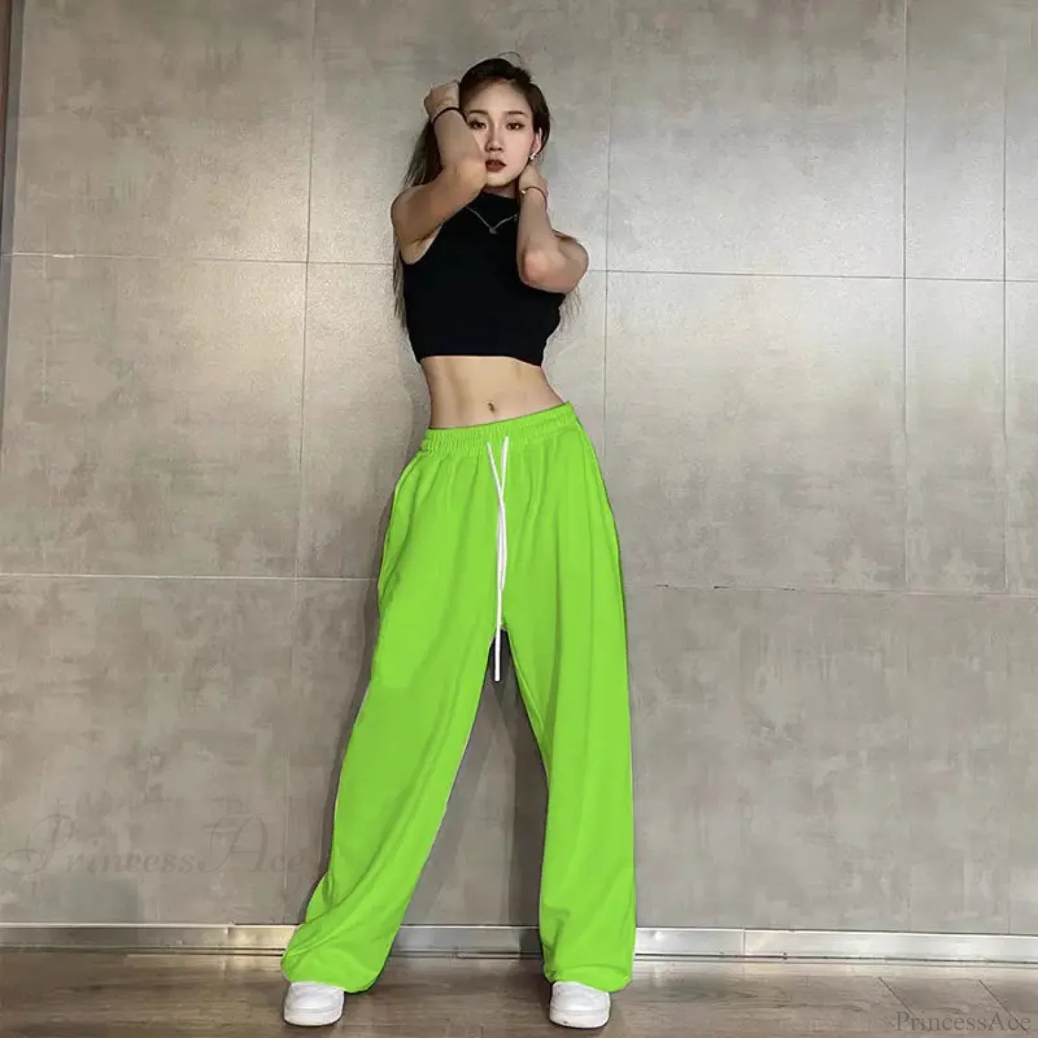 Elastic Waist Casual Jogging Pants Green / S (40-50KG)