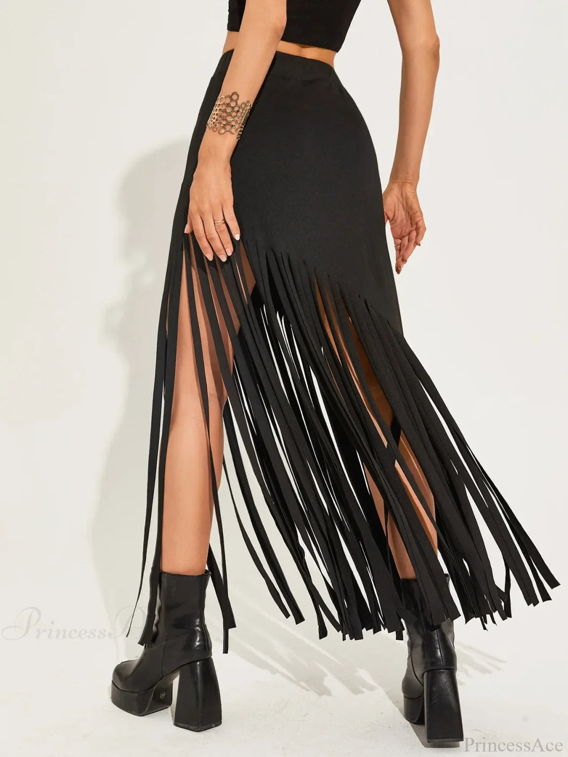 Elastic Waist Maxi Goth Skirt