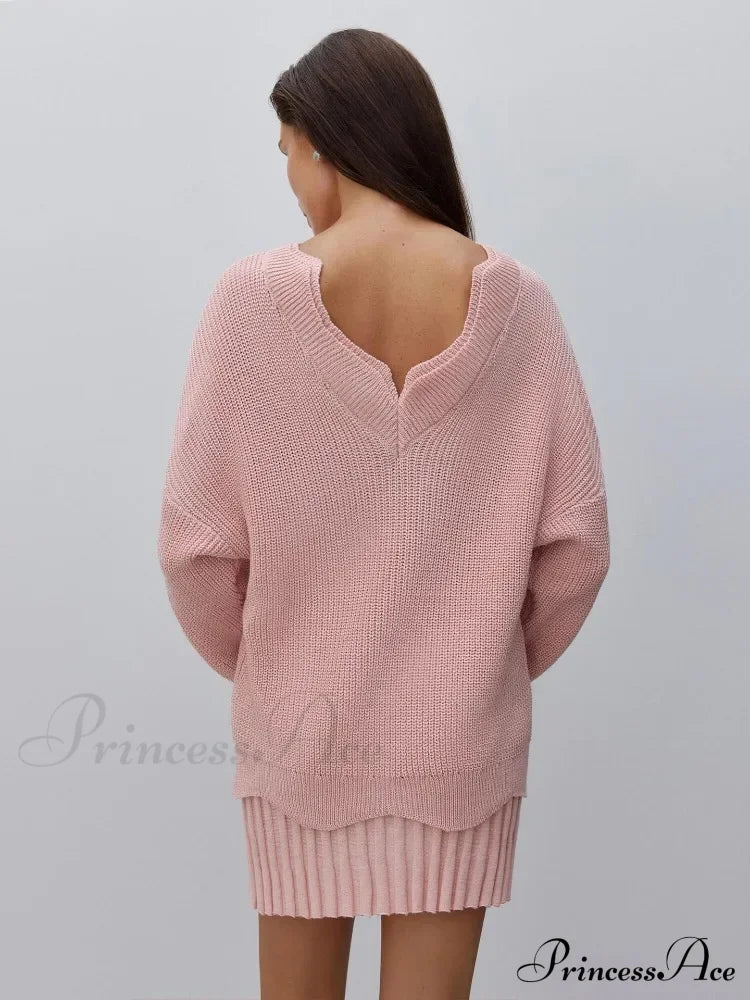 Elegant Backless Sexy Cut Out Long Sleeve Casual Christmas Sweater Sweaters-L