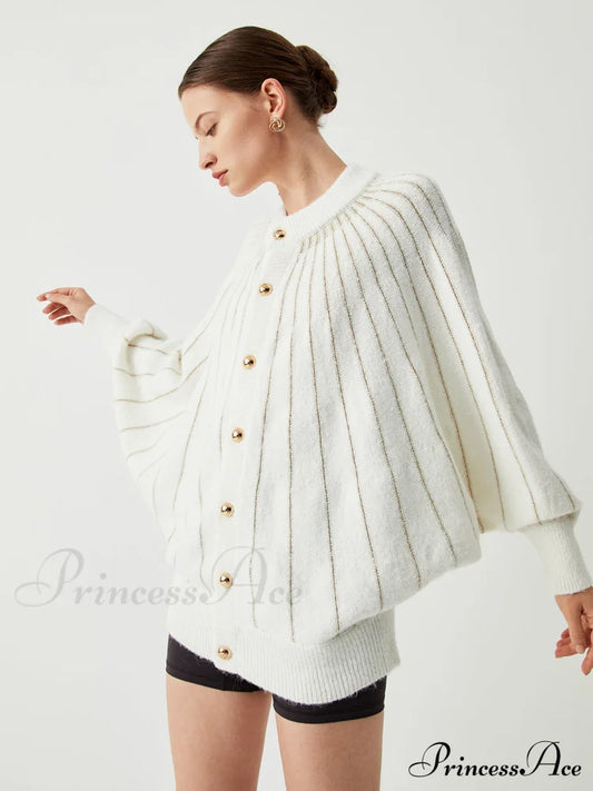 Elegant Batwing Graceful Sleeve Knit Dress Sweaters-L