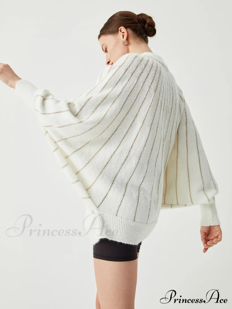 Elegant Batwing Graceful Sleeve Knit Dress Sweaters-L