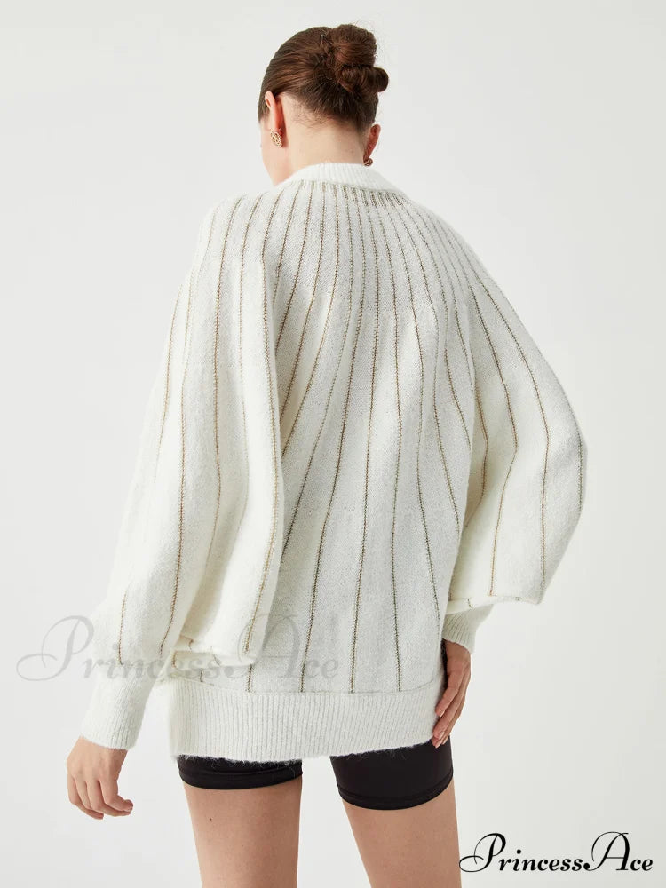 Elegant Batwing Graceful Sleeve Knit Dress Sweaters-L