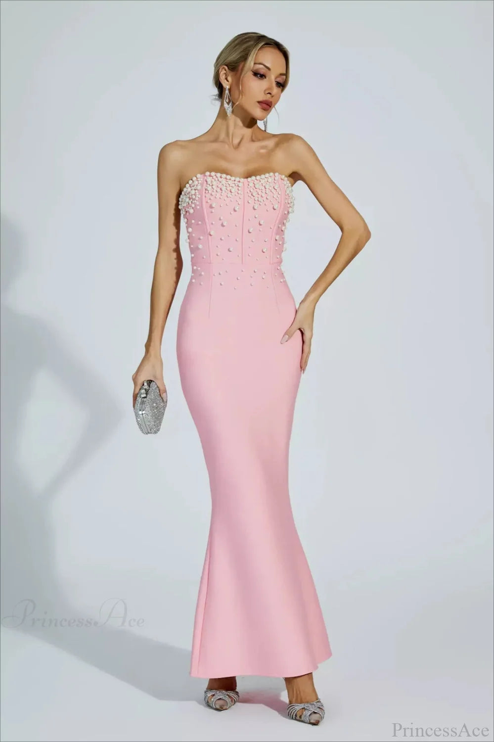 Elegant Beaded Fitted Strapless Wedding Dress