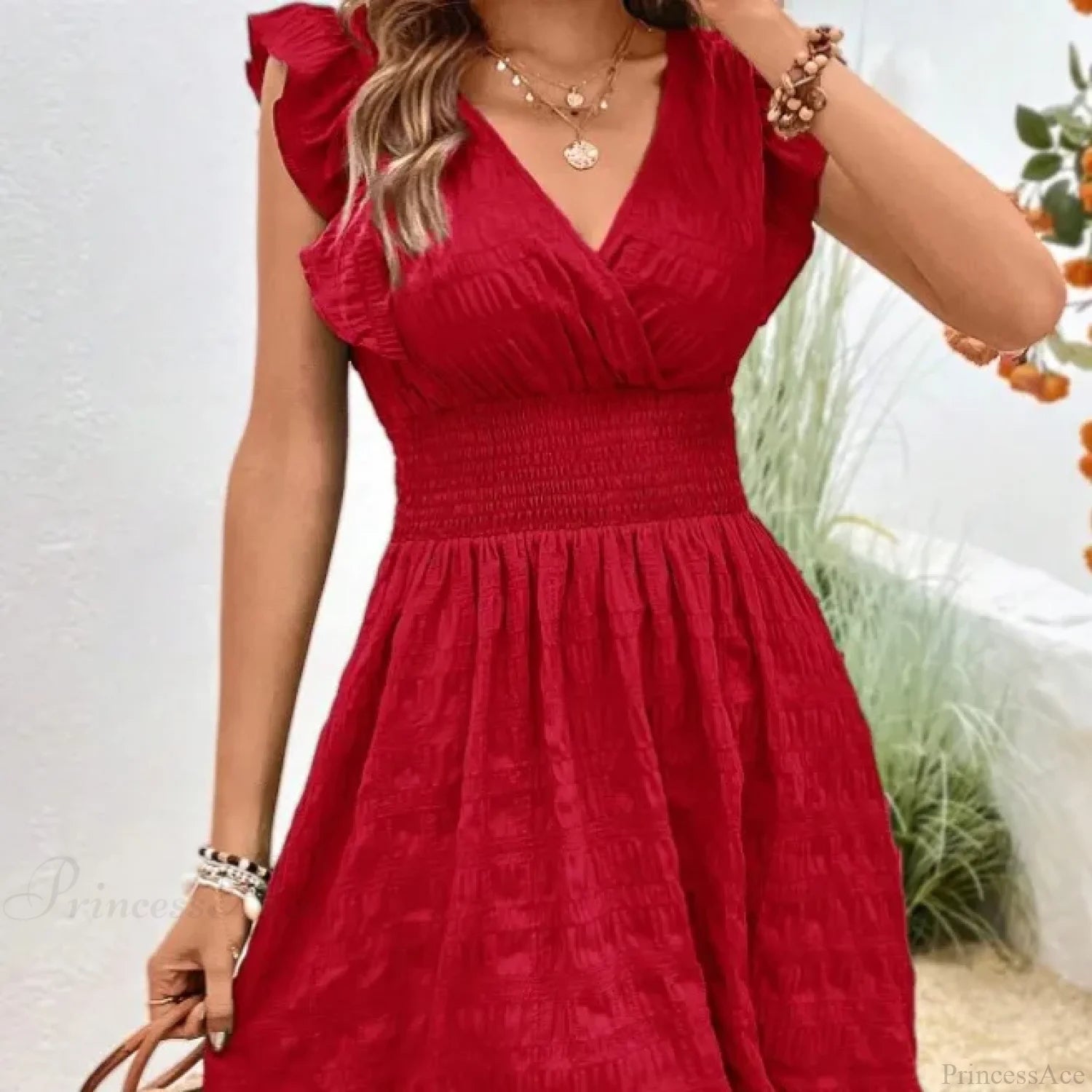 Elegant Casual Slim Sleeveless Holiday Beach Christmas Party Dress Dresses-L
