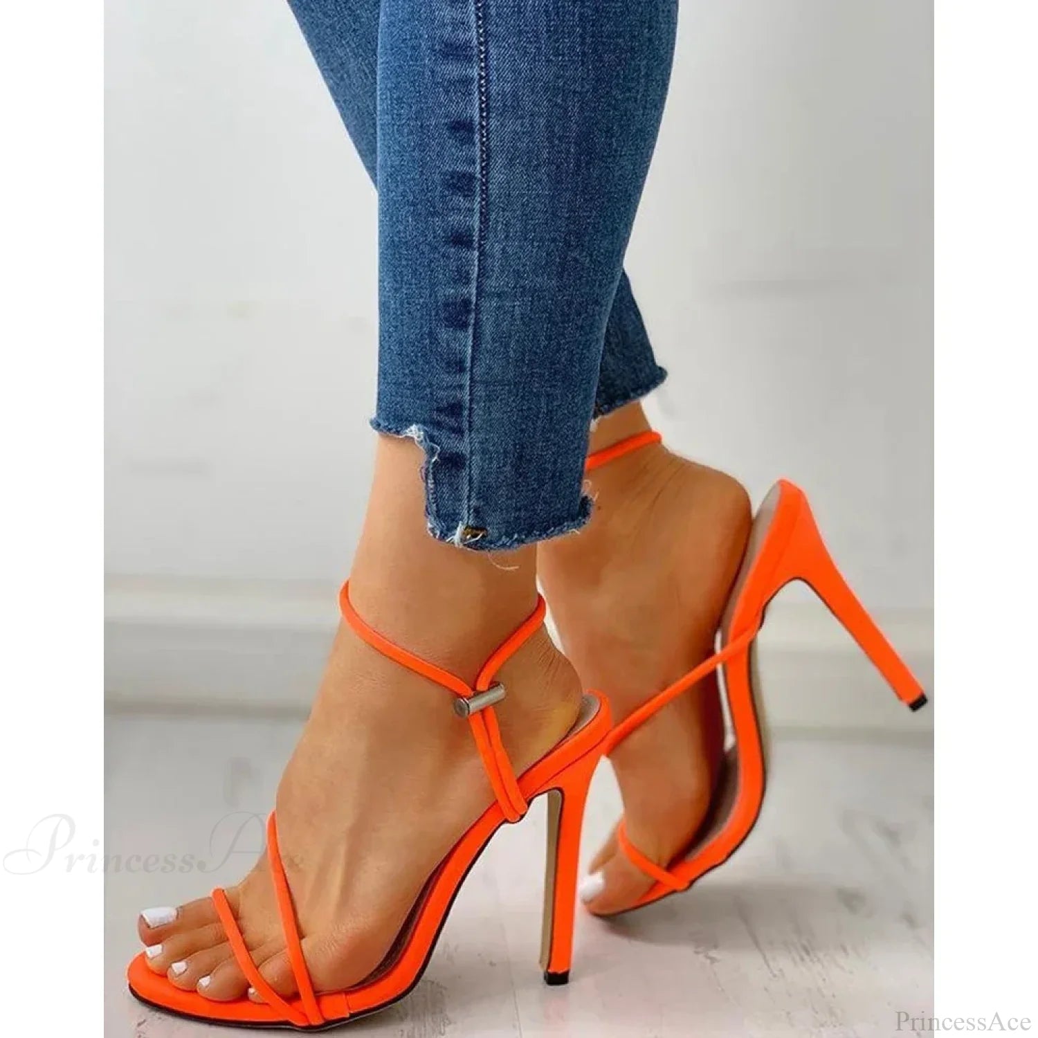 Elegant Cisscross Suede High Heeled Summer Sandals Sexy Femmefashion Thin Heel Party Shoes Orange /