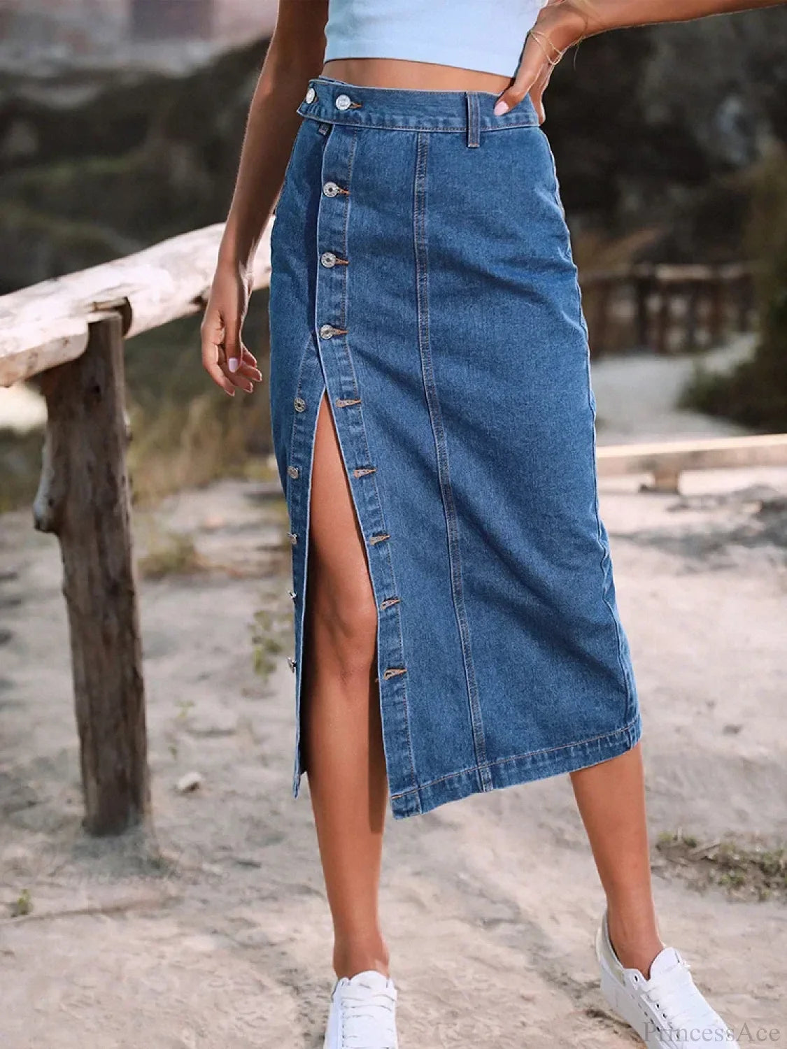 Elegant Denim High Waist Shirt