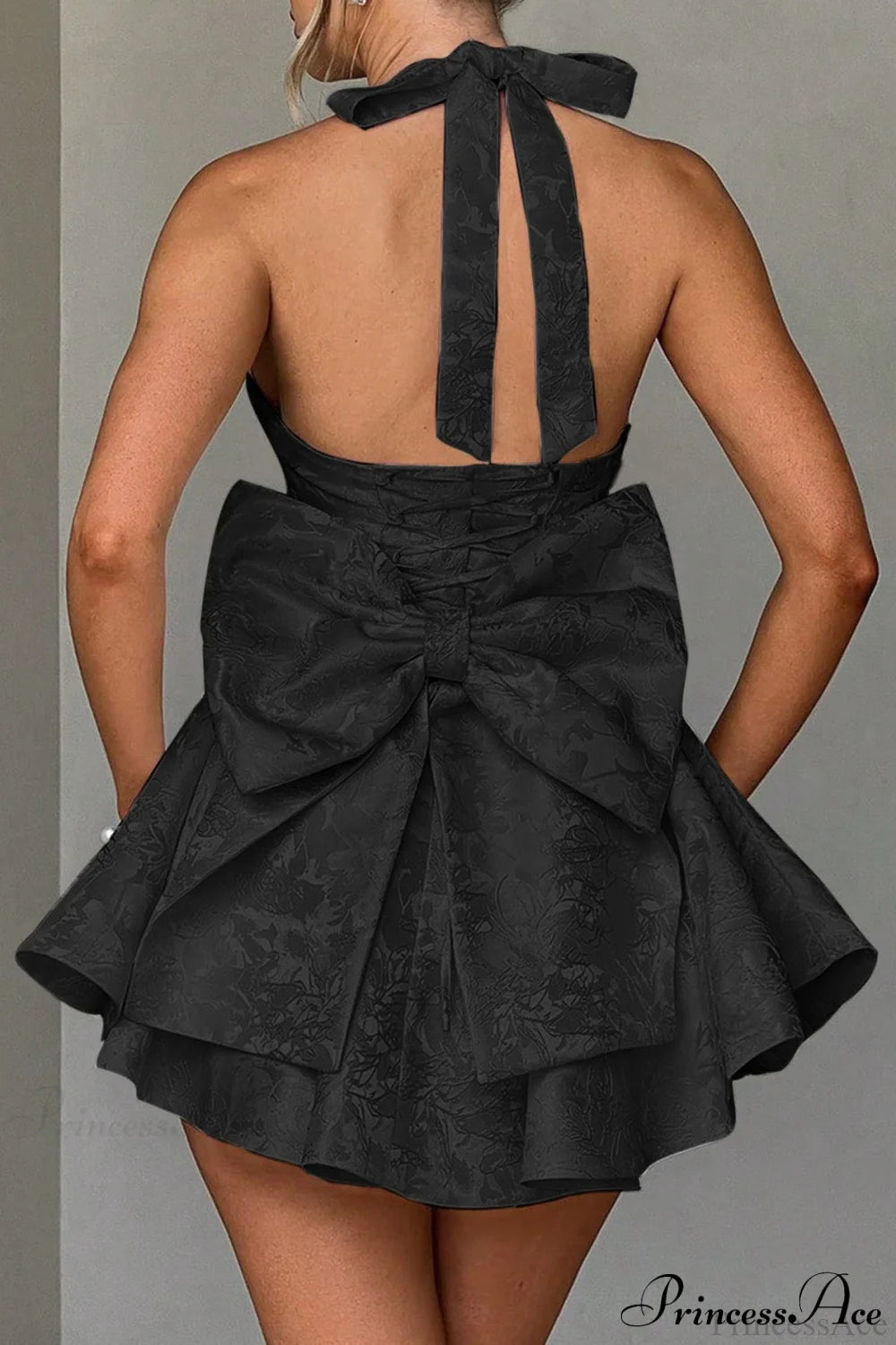 Elegant Evening Halter Bow Tie Party Dress