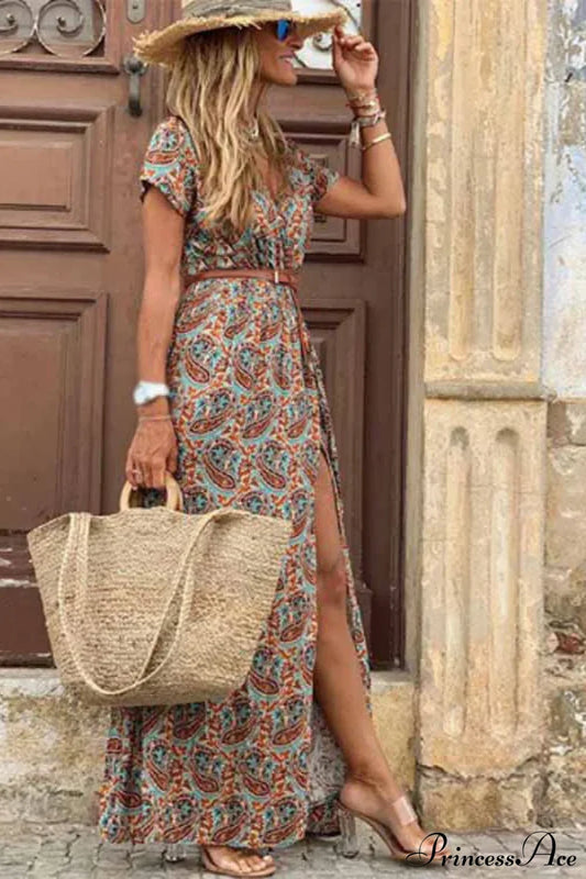 Elegant Evening Summer Long Boho Dress Brown / S