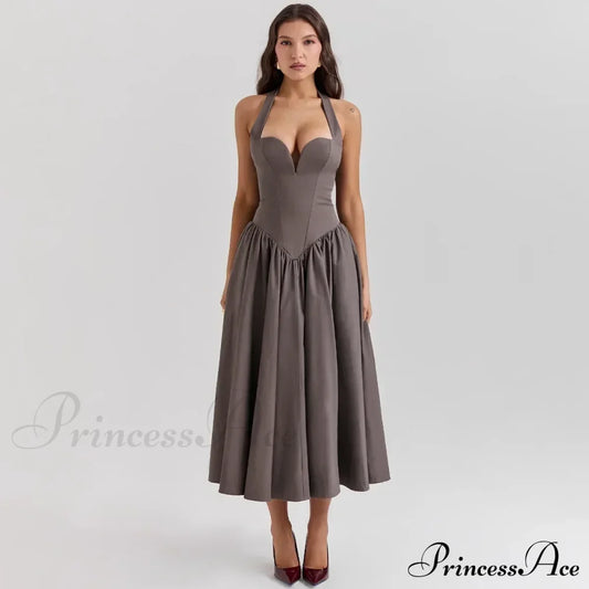 Elegant Fit And Flare Casual Sexy Christmas Party Dress Dark Grey / Xs Dresses-L