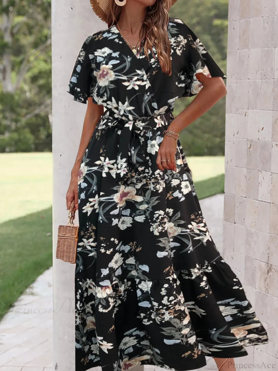 Elegant Floral A-line Dress oldfloraldress-250126