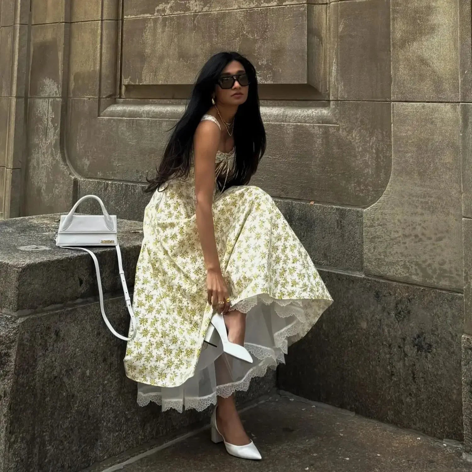 Elegant Floral Print Summer Midi Dress