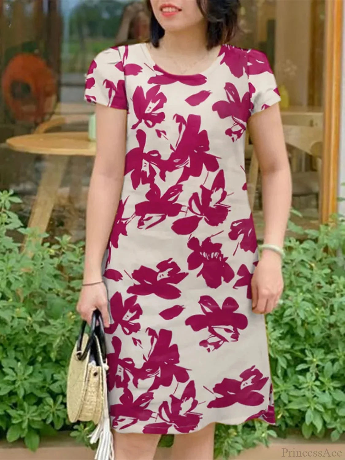 Elegant Floral Sundress Casual Floral Dress A-Dark Pink / S oldfloraldress-250126