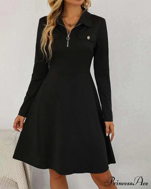 Elegant Knee-Length Dress With Lapels Dresses