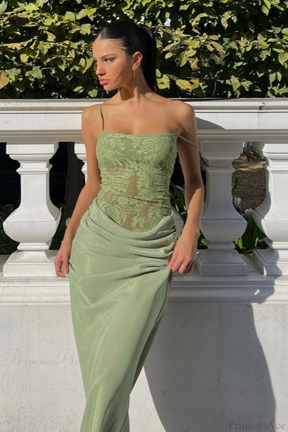 Elegant Lace Fitted Cami Maxi Dress