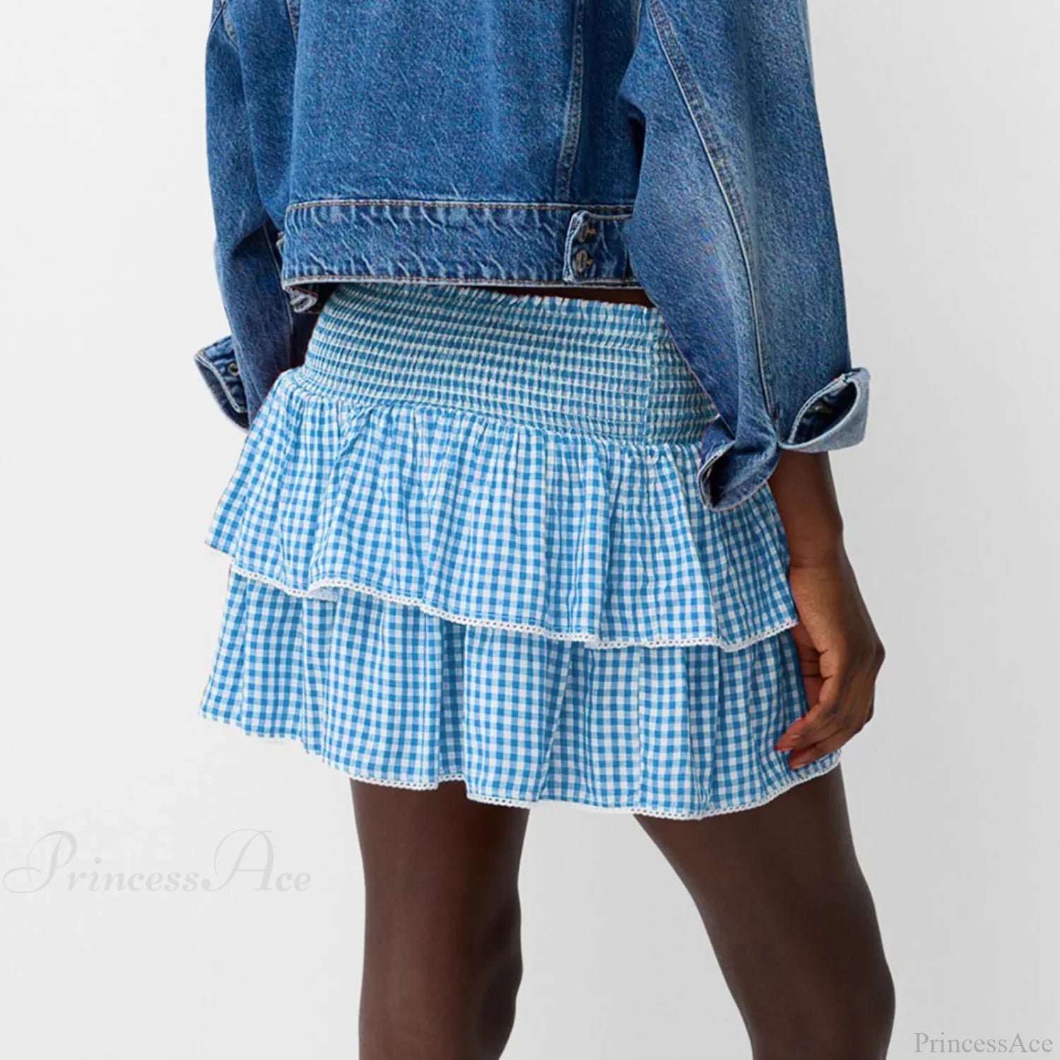 Elegant Layered Plaid Summer Skirt skirts-250223