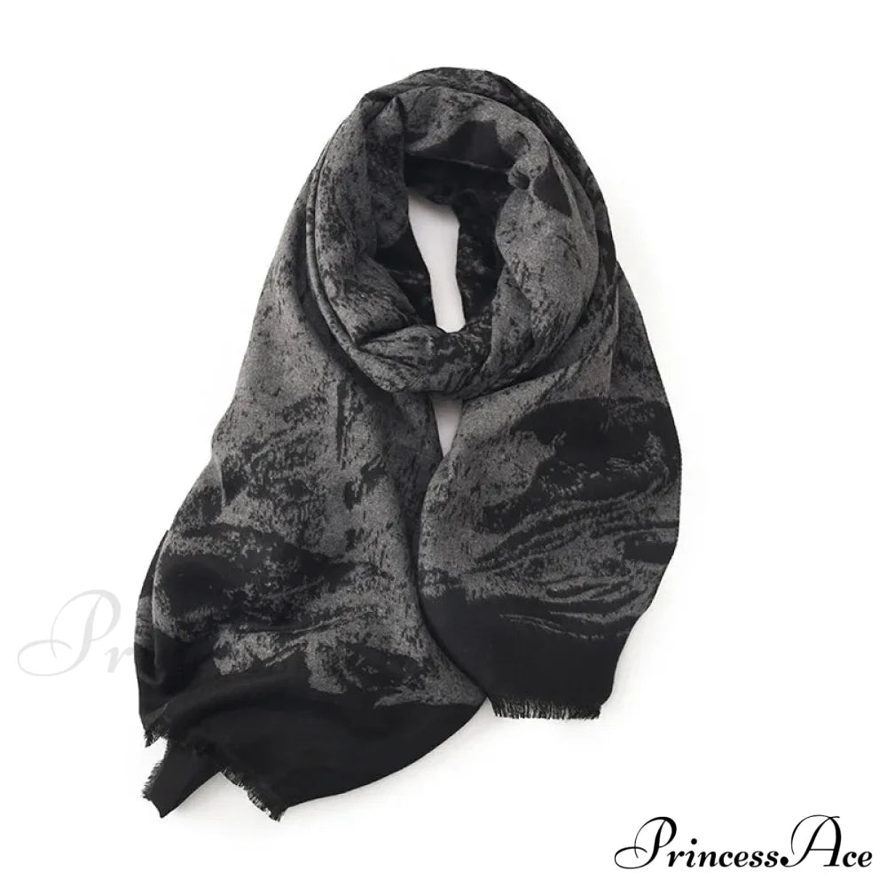 Elegant Lightweight Stylish Fall Winter Color Matching Thick Long Wide Thermal Scarf Grey Scarfs-L