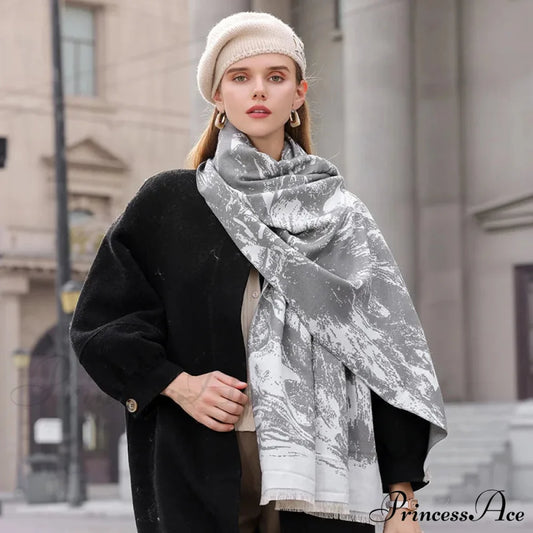 Elegant Lightweight Stylish Fall Winter Color Matching Thick Long Wide Thermal Scarf Scarfs-L