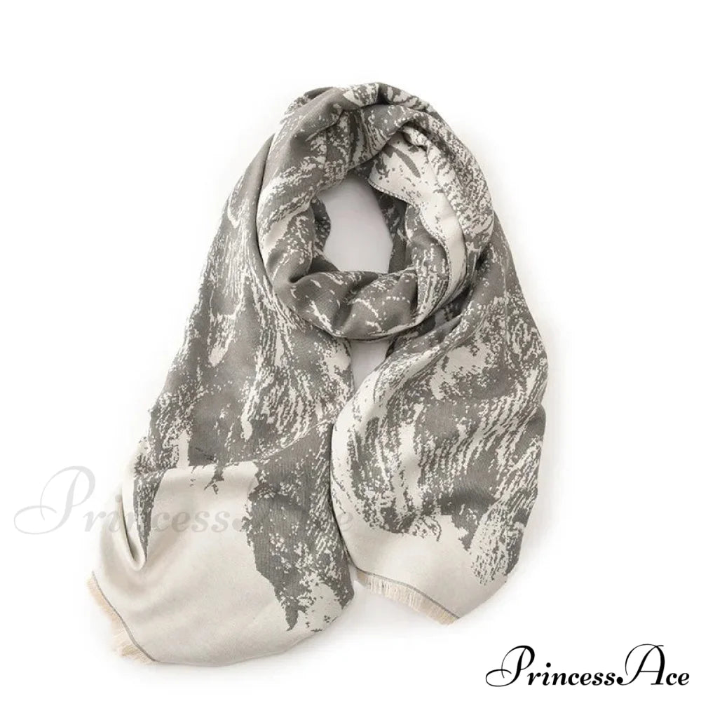 Elegant Lightweight Stylish Fall Winter Color Matching Thick Long Wide Thermal Scarf White Scarfs-L