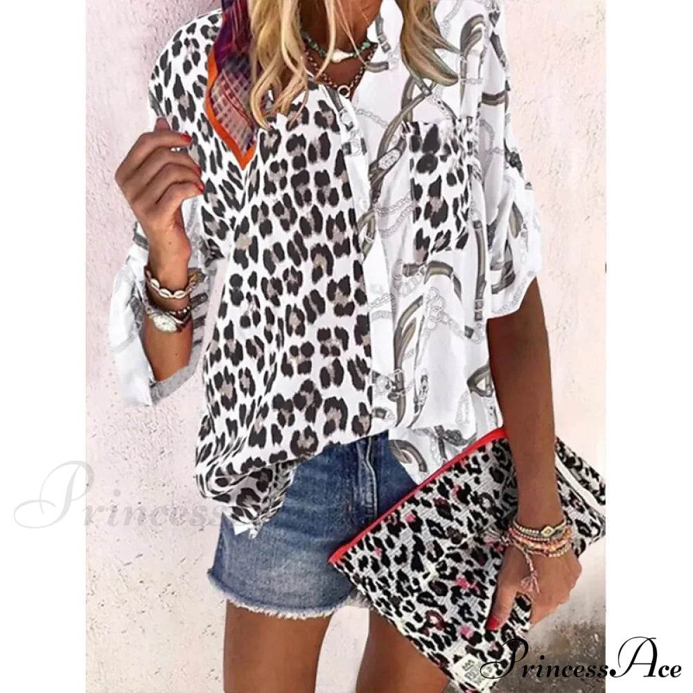 Elegant Loose Abstraction Print Shirt