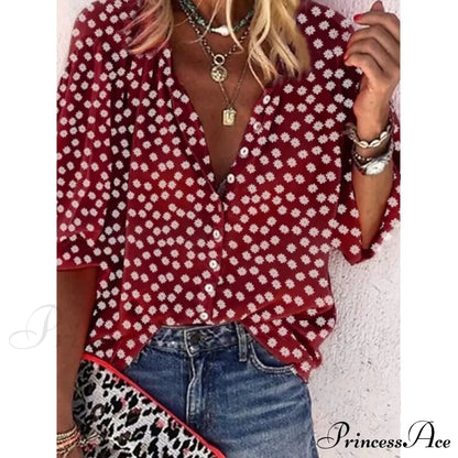 Elegant Loose Abstraction Print Shirt 6 / S