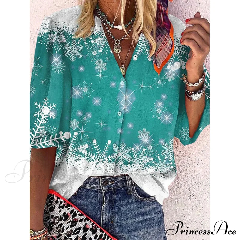 Elegant Loose Abstraction Print Shirt 8 / S