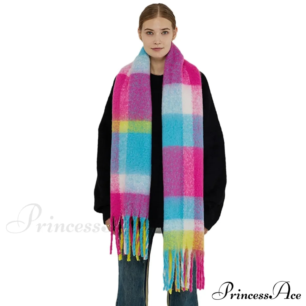 Elegant Minimalist Imitation Cashmere Scarf With Tassel Scarfs-L