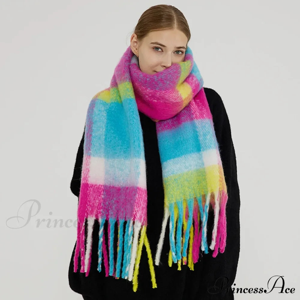 Elegant Minimalist Imitation Cashmere Scarf With Tassel Scarfs-L