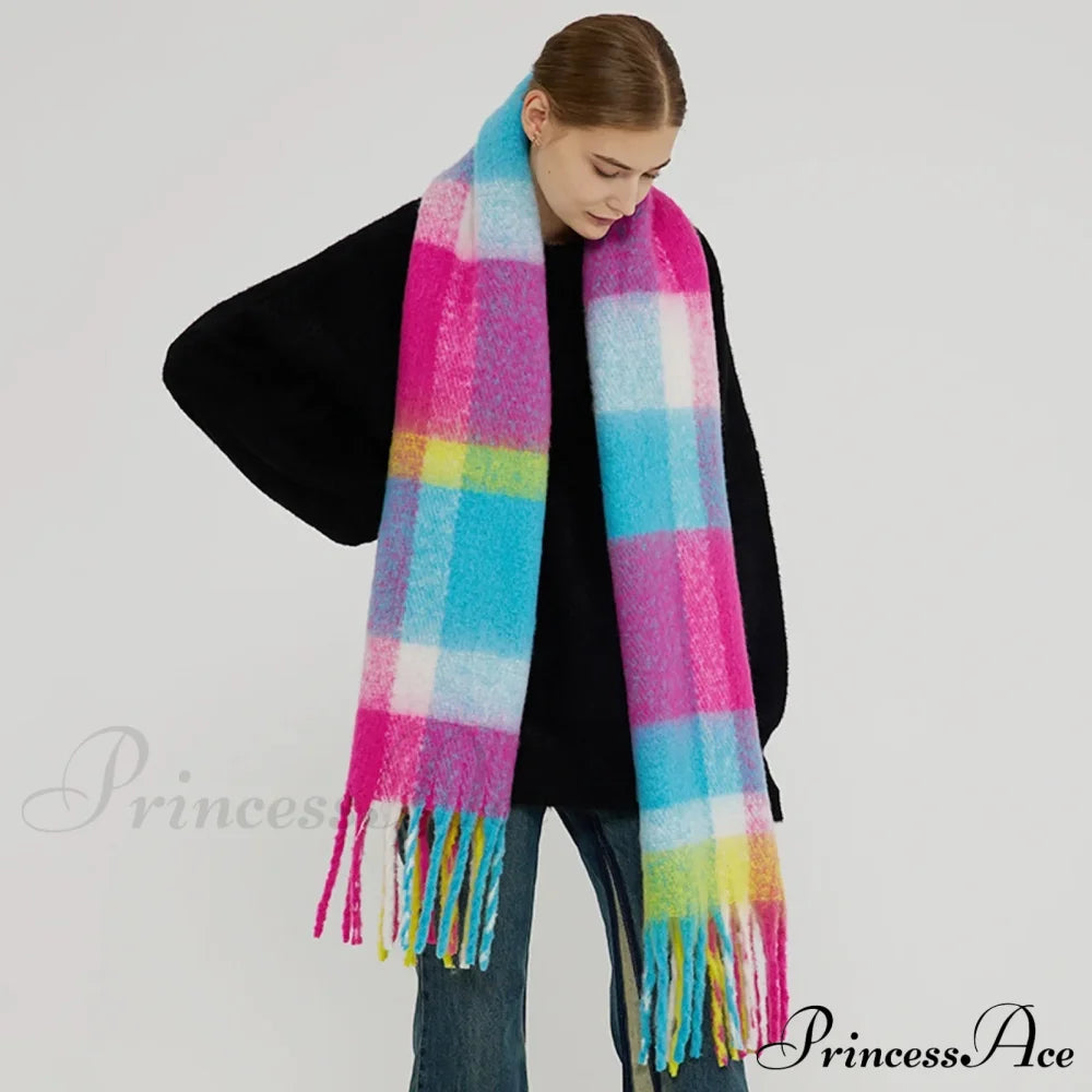 Elegant Minimalist Imitation Cashmere Scarf With Tassel Scarfs-L