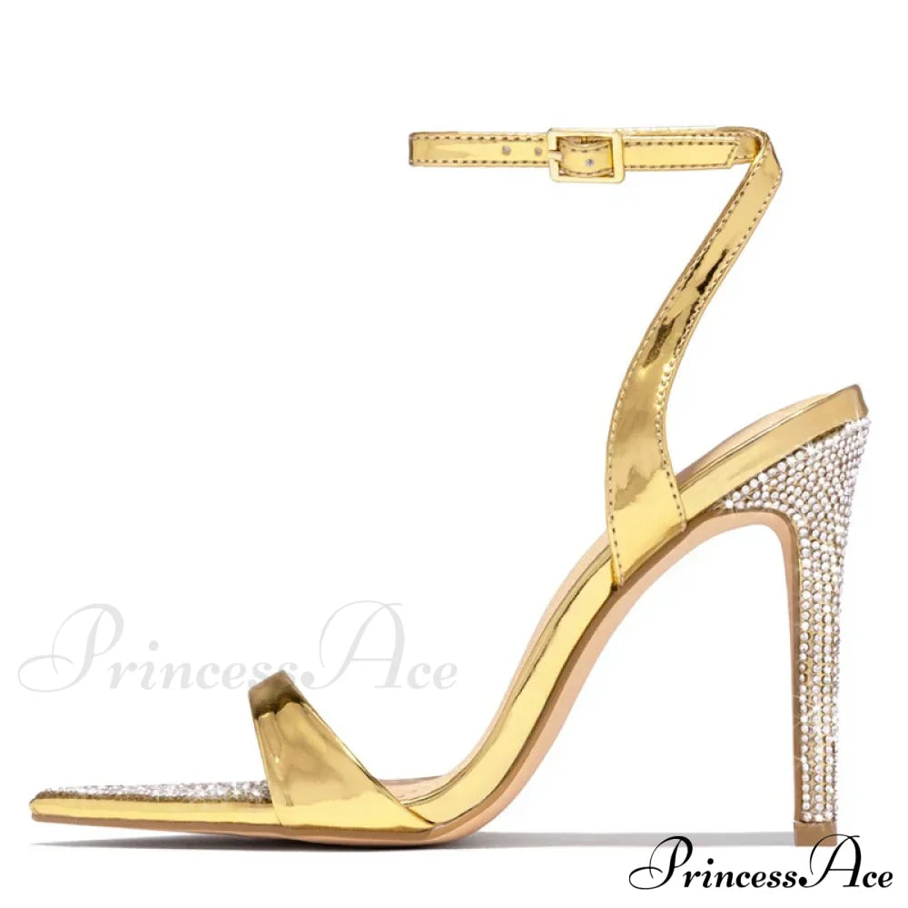 Elegant Party Sandals Wedding Banquet Shoes Crystal Rhinestones Pointed-Toe Stripper High-Heels