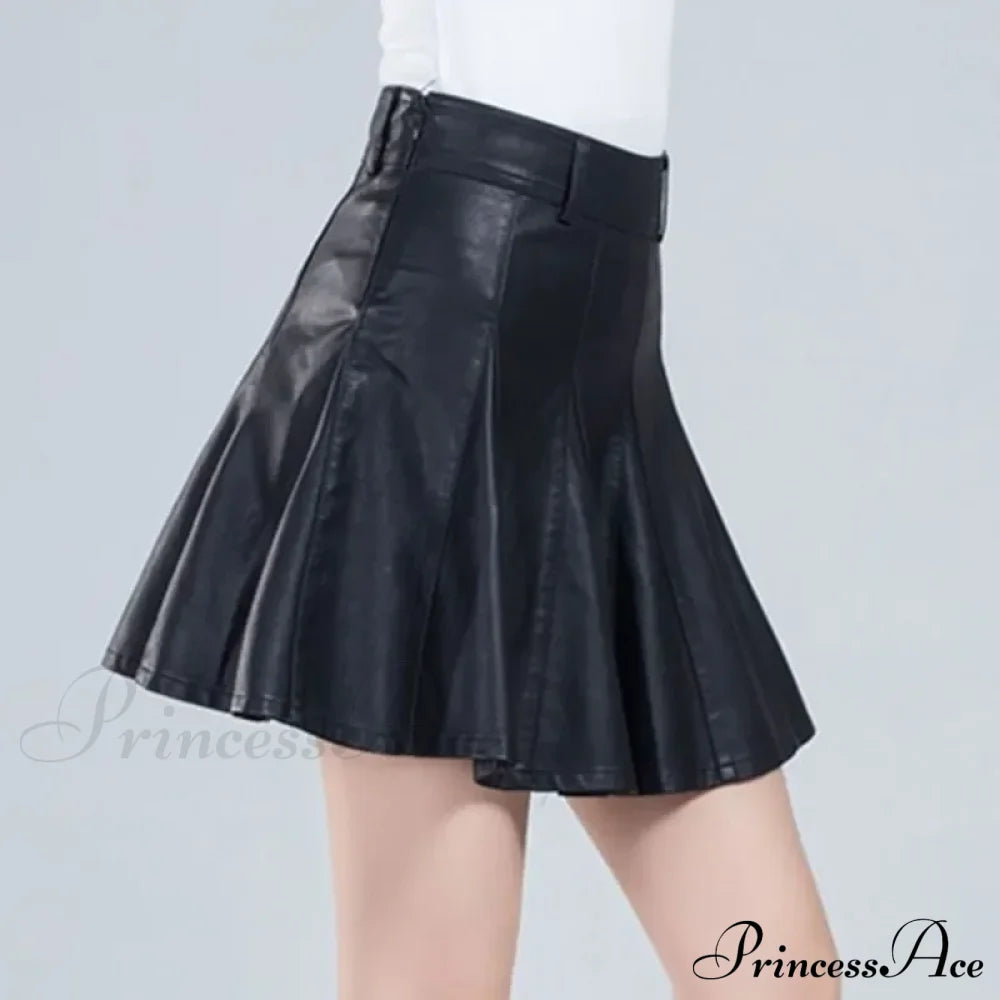 Elegant Plus Size New Fashion Korean Genuine Real Leather High Waist Skirt