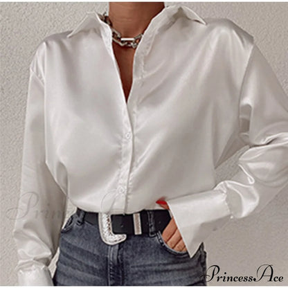 Elegant Satin Long Sleeve Blouses