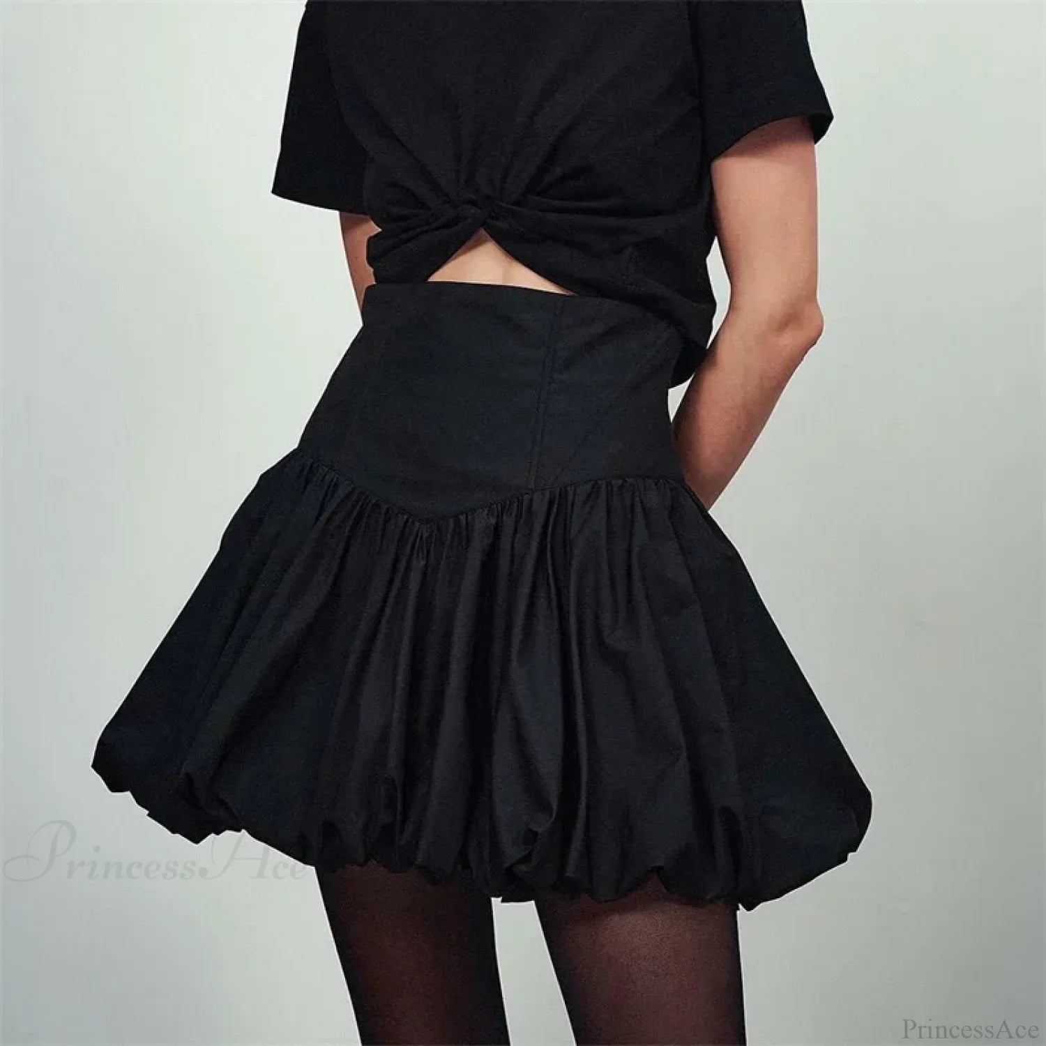 Elegant Solid Bud Mini Skirt Black / S skirts-250223