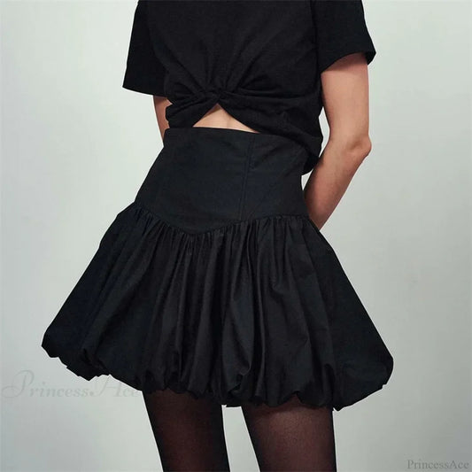Elegant Solid Bud Mini Skirt Black / S skirts-250223