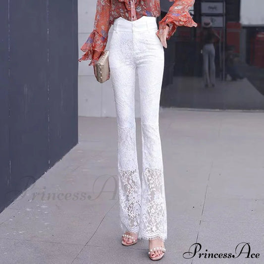 Elegant Vintage Lace Hollow Out Flare Pants