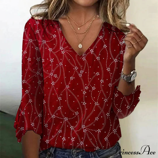 Elegant Vintage Patterned Blouse Blouses