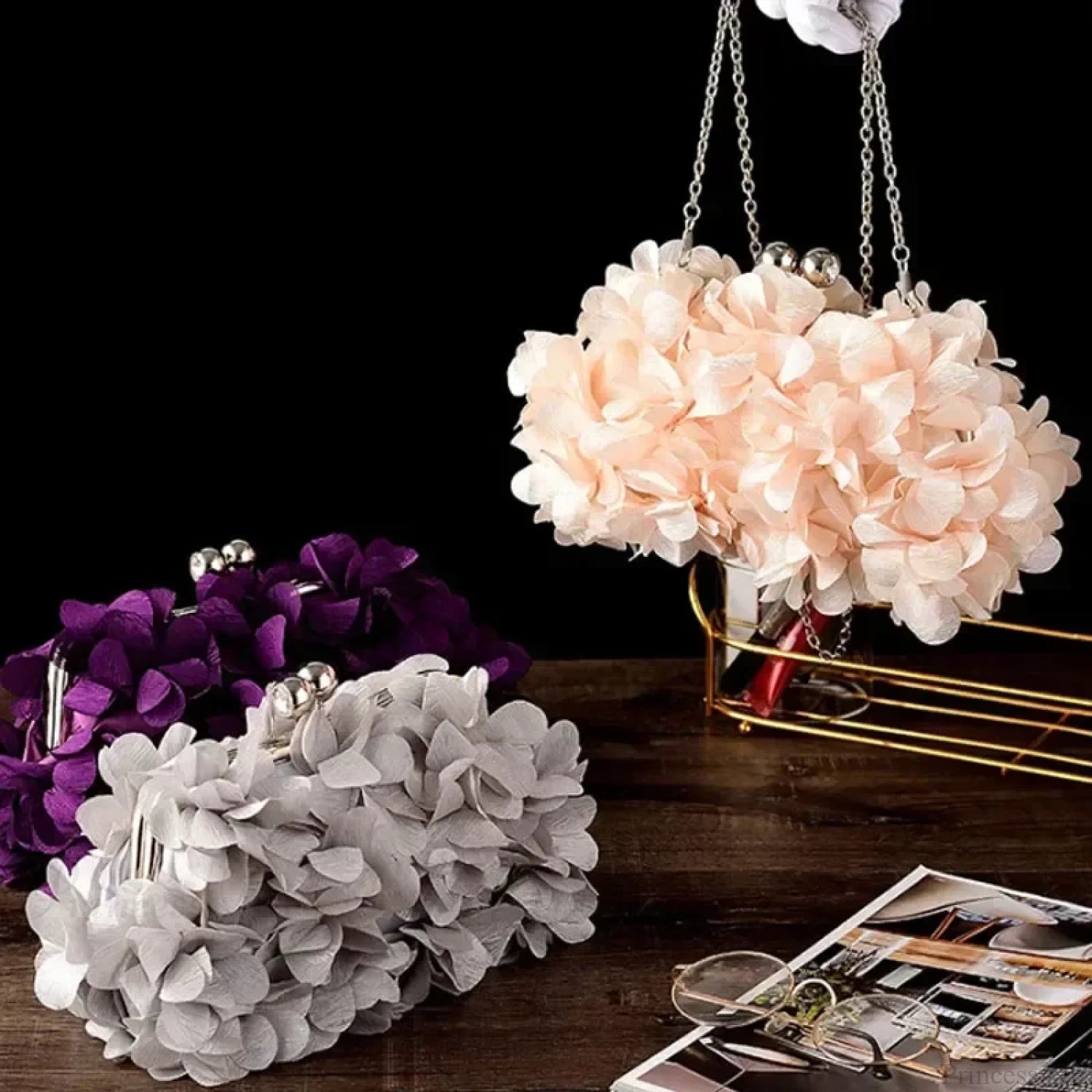 Elegant White Bride Floral Wedding Clutch Evening Handbag clutchbag-250126