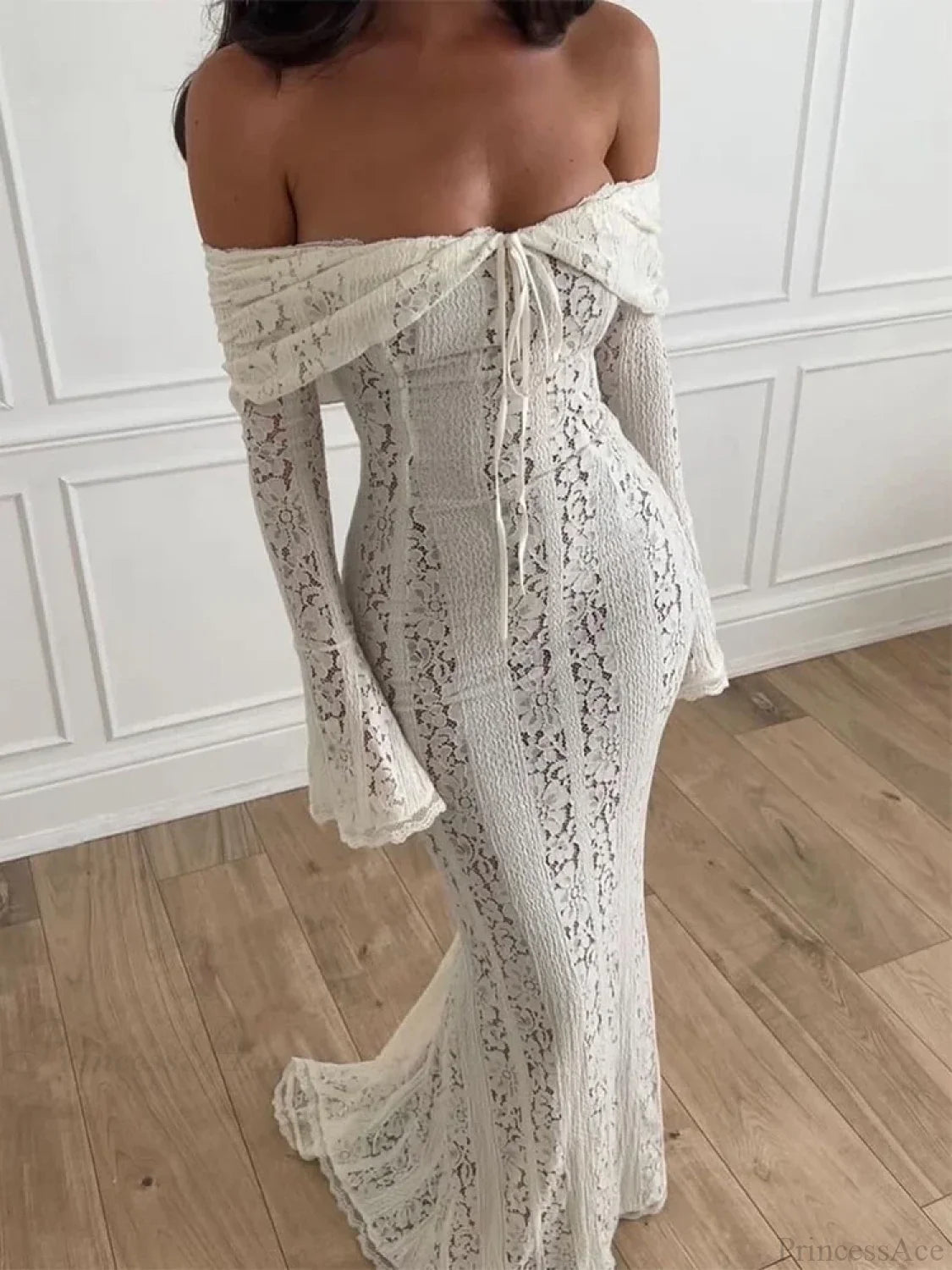 Elegant White Lace Vacation Dress vacationdress-250223