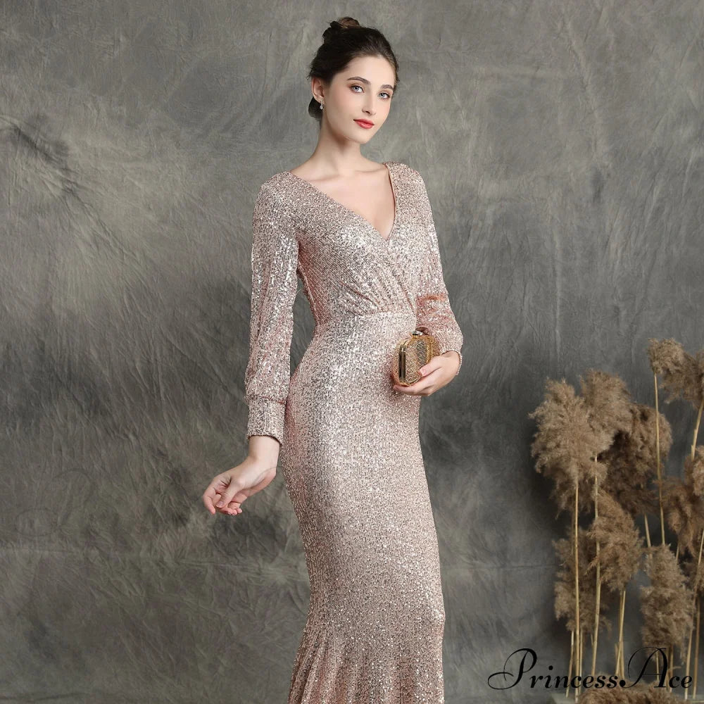 Ella Long-Sleeve Sequined Charming Formal Fishtail Dress S.o. Long Dresses