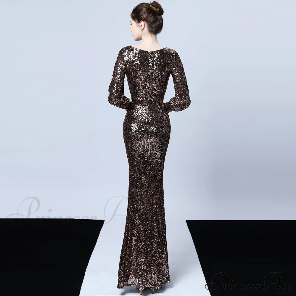 Ella Long-Sleeve Sequined Charming Formal Fishtail Dress S.o. Long Dresses