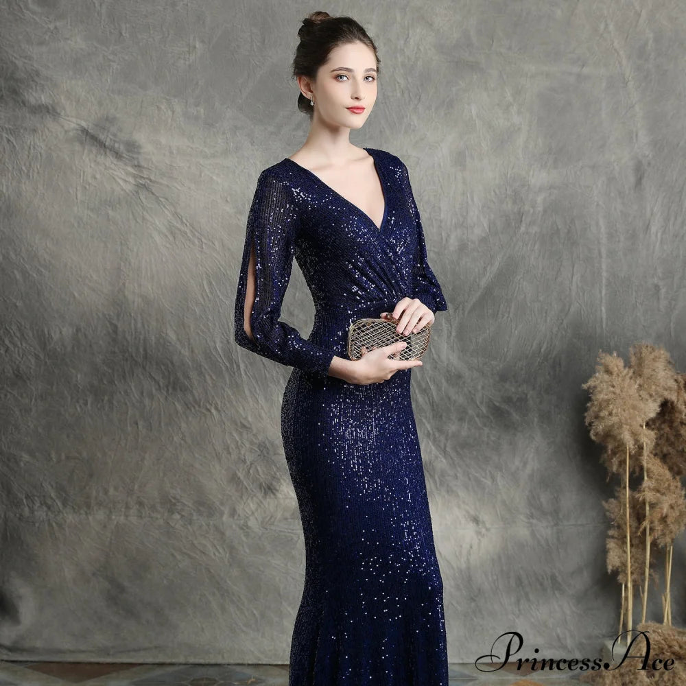 Ella Long-Sleeve Sequined Charming Formal Fishtail Dress S.o. Long Dresses