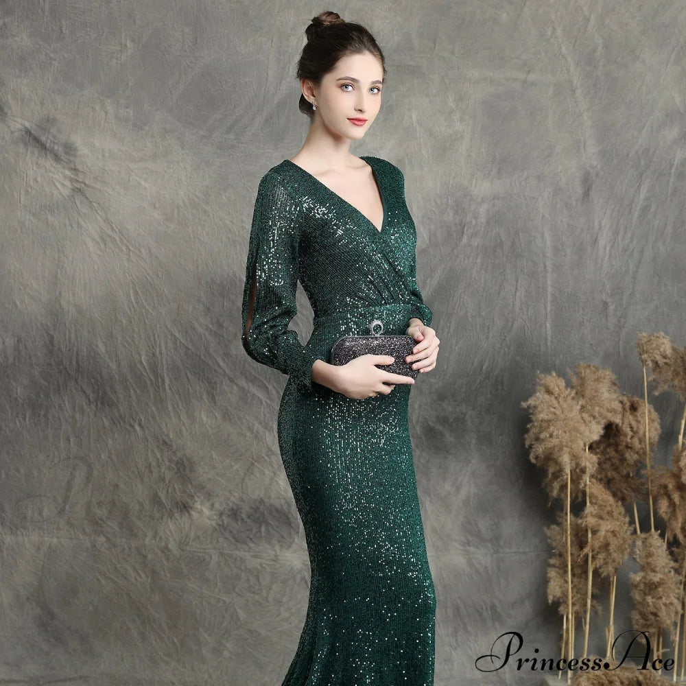 Ella Long-Sleeve Sequined Charming Formal Fishtail Dress S.o. Long Dresses