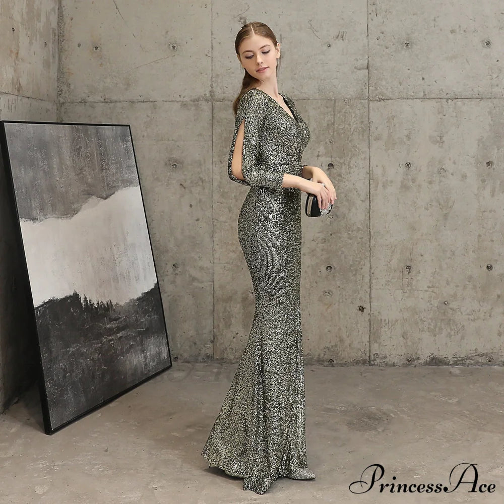 Ella Long-Sleeve Sequined Charming Formal Fishtail Dress S.o. Long Dresses