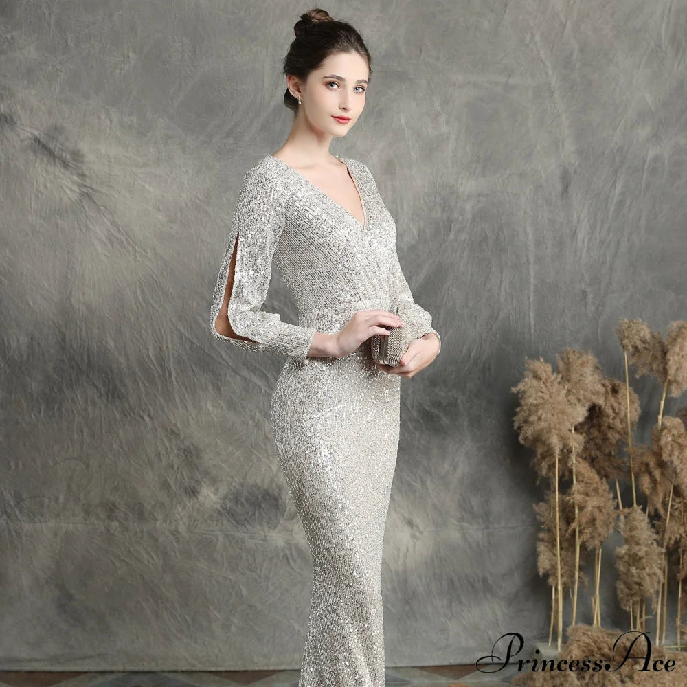 Ella Long-Sleeve Sequined Charming Formal Fishtail Dress S.o. Long Dresses