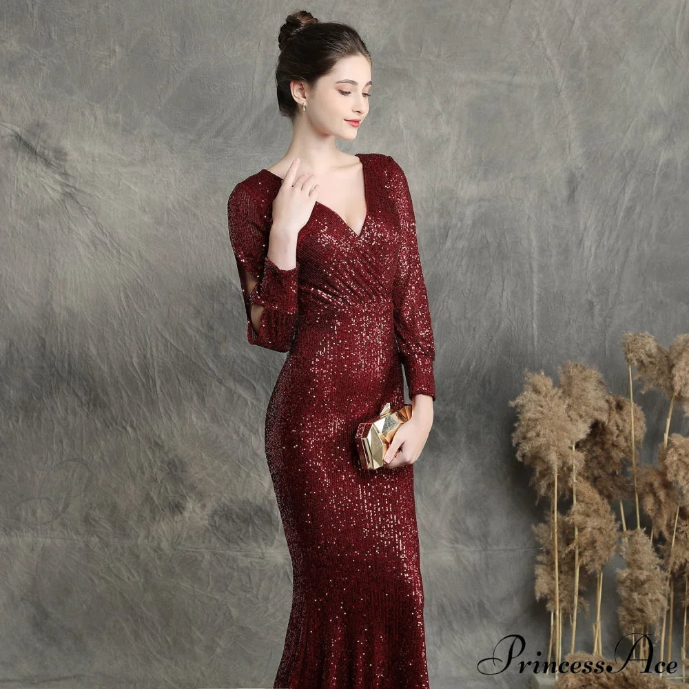 Ella Long-Sleeve Sequined Charming Formal Fishtail Dress S.o. Long Dresses