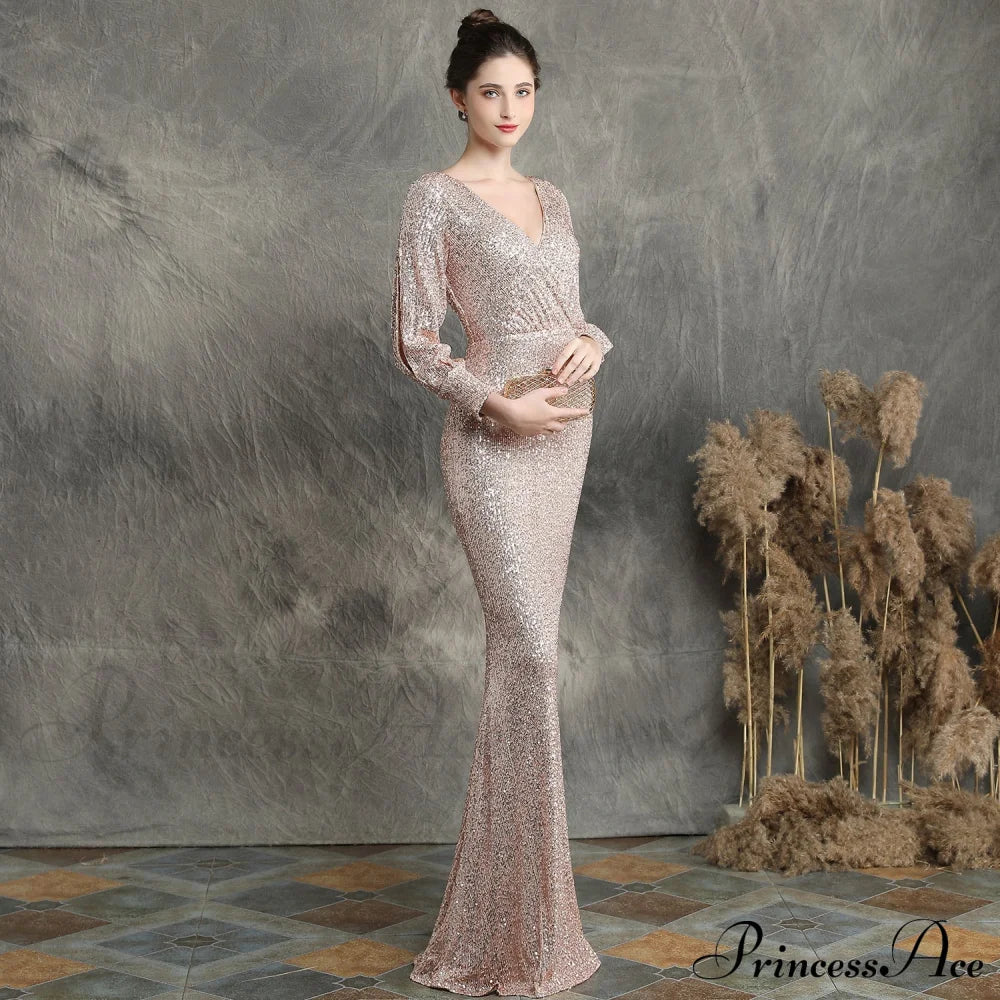 Ella Long-Sleeve Sequined Charming Formal Fishtail Dress S.o. Long Dresses