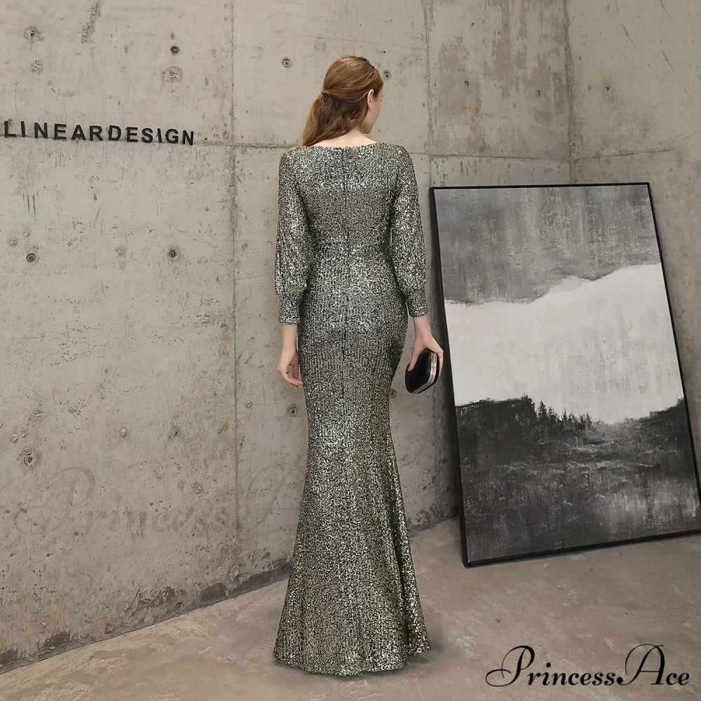 Ella Long-Sleeve Sequined Charming Formal Fishtail Dress S.o. Long Dresses