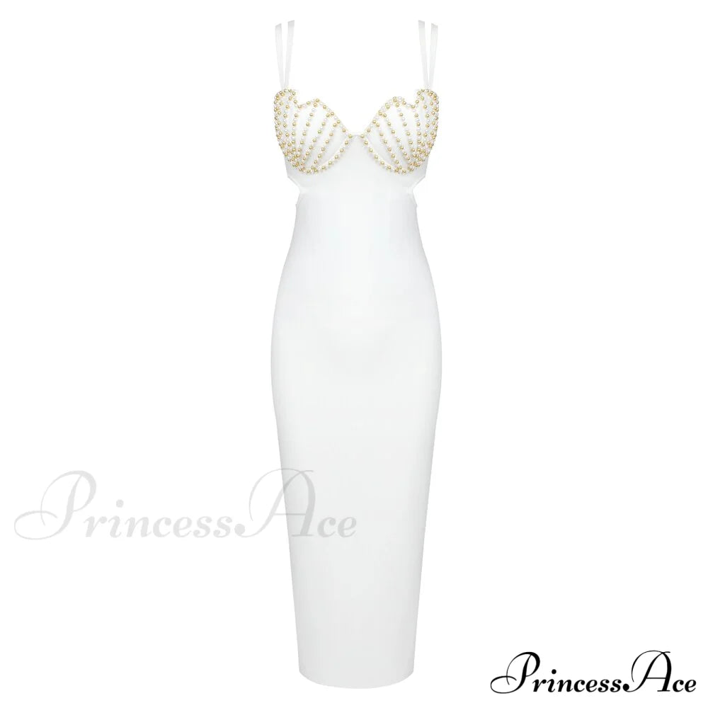 Elyse Elegant Midi Dress White / Xs